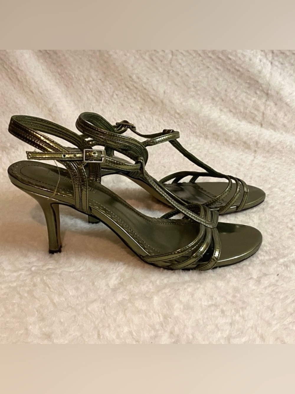 le chateau Olive Metallic Strappy Heeled Sandals